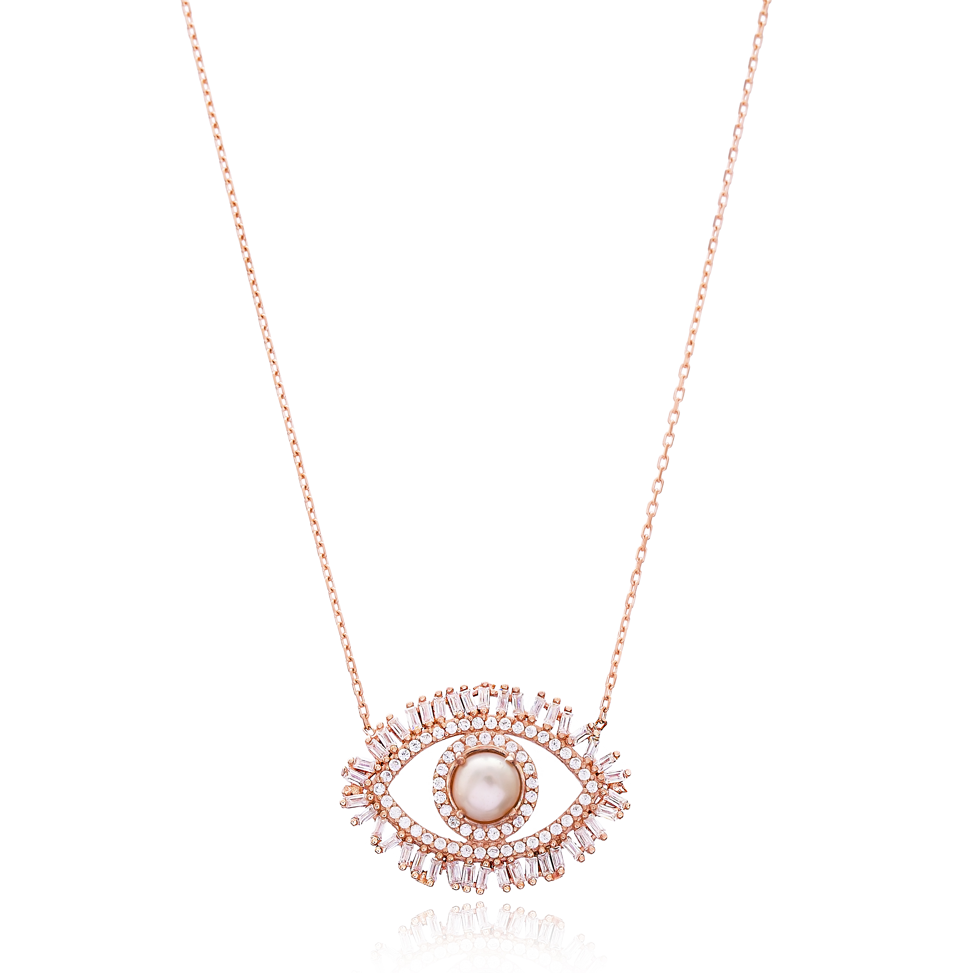 Pearl Eye Necklace Rose Gold Edition